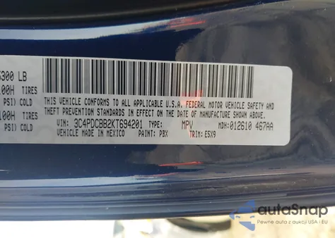 2019 Dodge Journey Se из США, поврежденный, VIN 3C4PDCBB2KT694201